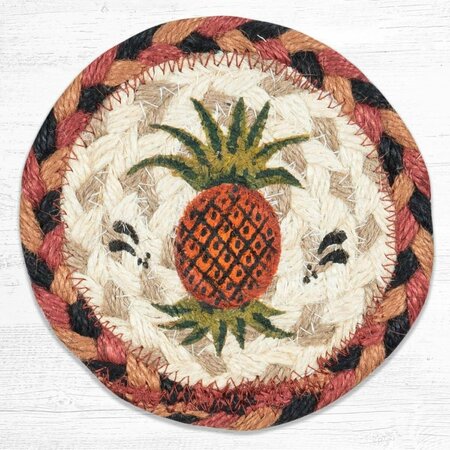 PAISAJE Pineapple Printed Coaster Round Rug - Multi Color - 5 x 5 in. PA3368771